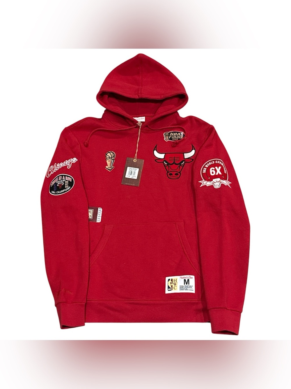 NEW Mitchell & Ness Chicago Bulls NBA Finals Red Pullover Sweatshirt Mens Medium